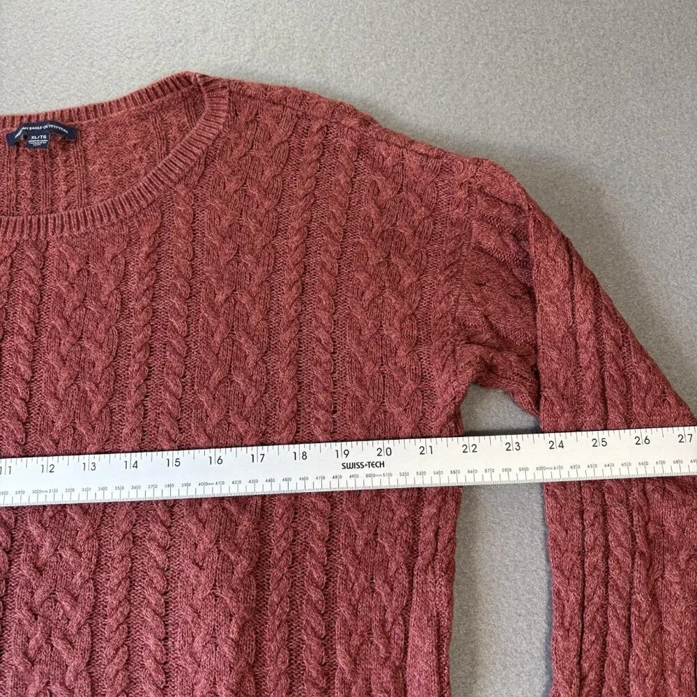 American Eagle Womens Cable Knit Sweater Cozy Cottagecore Preppy Casual Fall XL‎ - Picture 3 of 16